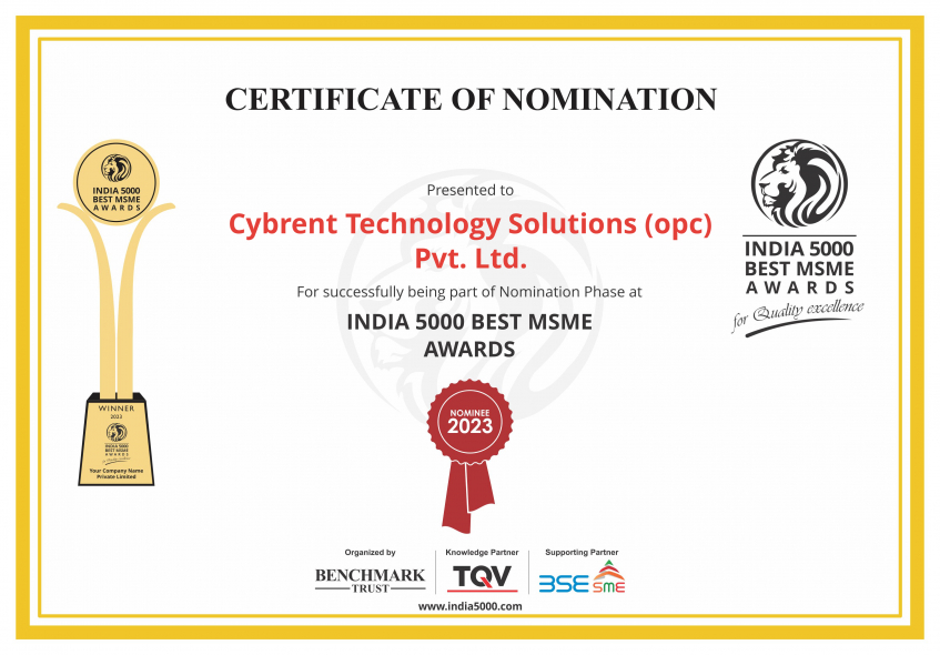 Cybrent Technology Solutions (opc) Pvt. Ltd. Certificate