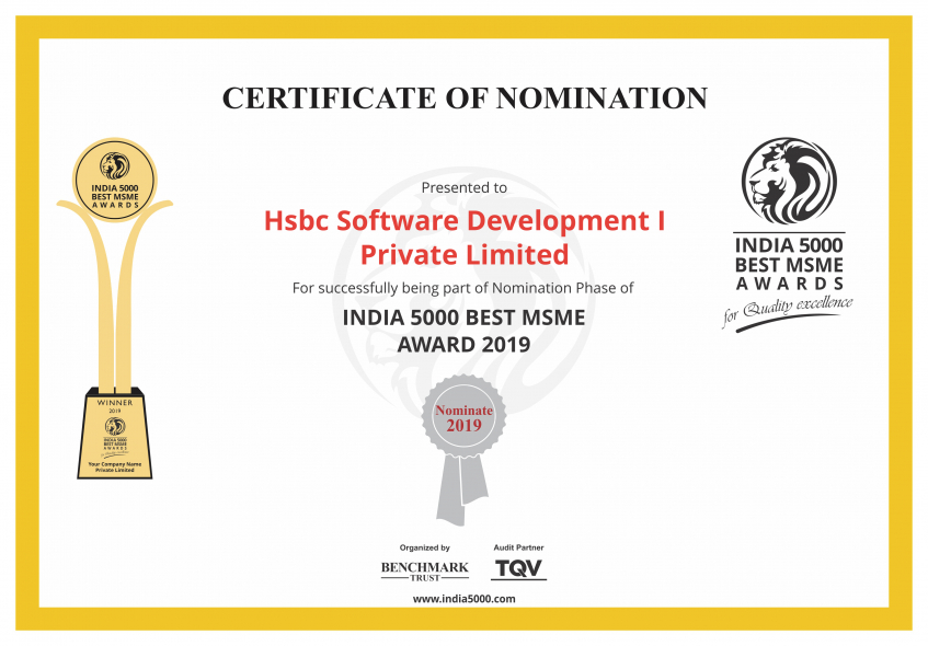 Hsbc Software Development I Private Limited Certificate