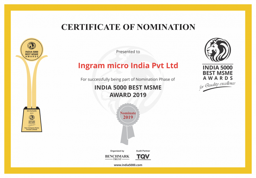 Ingram micro India Pvt Ltd Certificate