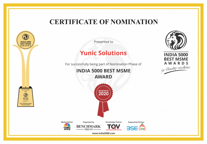 Yunic Solutions Certificate